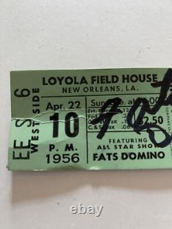 Concert Ticket Stub 1956 Fats Domino At Loyola Field House New Orleans Autograph