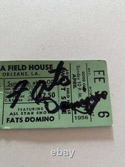 Concert Ticket Stub 1956 Fats Domino At Loyola Field House New Orleans Autograph