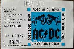 Concert Ticket Stub Ac/dc Paris Le Bourget 1982