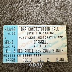 D'ANGELO Concert Ticket Stub April 26 2000 Dar Constitution Hall