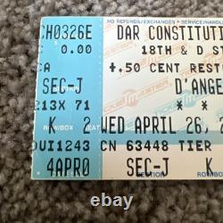 D'ANGELO Concert Ticket Stub April 26 2000 Dar Constitution Hall
