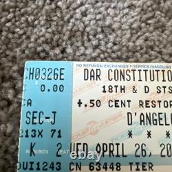 D'ANGELO Concert Ticket Stub April 26 2000 Dar Constitution Hall