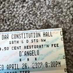 D'ANGELO Concert Ticket Stub April 26 2000 Dar Constitution Hall