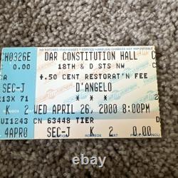 D'ANGELO Concert Ticket Stub April 26 2000 Dar Constitution Hall
