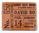 David Bowie Concert Ticket Stub 2-14-1973 Ziggy Stardust Tour New York City Rare