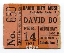 DAVID BOWIE Concert Ticket Stub 2-14-1973 Ziggy Stardust Tour New York City RARE