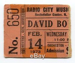 DAVID BOWIE Concert Ticket Stub 2-14-73 Ziggy Stardust New York Valentine's Day