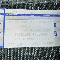 DAVID BOWIE FULL UNUSED Concert Ticket Stub NYC Roseland 6/17/2000