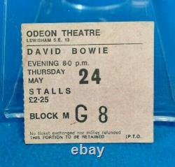 DAVID BOWIE Original 1973 Vintage CONCERT Gig TICKET Stub ODEON Lewisham TOUR