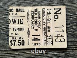 DAVID BOWIE Ticket Stub Radio City NYC Feb 14 1973 Ziggy Stardust Concert Tour
