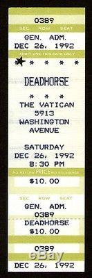 DEAD HORSE Unused Concert Ticket Stub 12-26-1992 Texas Thrash RARE