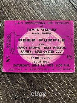 DEEP PURPLE 1973 Original CONCERT TICKET STUB Tampa