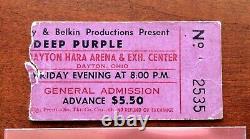 DEEP PURPLE Concert Ticket Stub May 26, 1972 Dayton, Ohio BLACKMORE / GILLAN