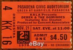 DEREK AND THE DOMINOS-Eric Clapton-1970 RARE Concert Ticket Stub (Pasadena)