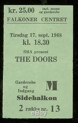 DOORS Falkoner Centret Copenhagen September 17, 1968 Denmark Concert Ticket Stub
