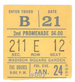 DOORS Madison Square Garden January 24 1969 Concert Ticket Stub JIM MORRISON