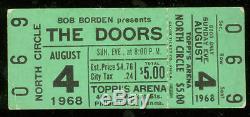 DOORS Toppie's Arena Philadelphia August 4, 1968 Concert Ticket Stub