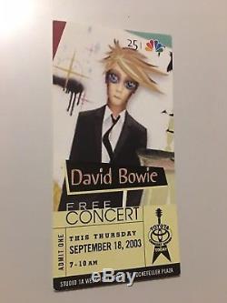 David Bowie Concert Ticket Stub Pass September 18, 2003 TODAY SHOW New York USA