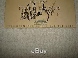 David Crosby Signed Concert Ticket Stub JSA #R57200 Stills Nash Young Guitar