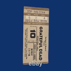 Dec 1979 Grateful Dead Vintage Concert Ticket Stub Memorial Hall Kansas City KS