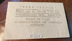 Deep Purple Ashton Gardner Dyke Rare Concert Ticket Stub Germany 12/04/1970