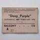 Deep Purple Concert Ticket Stub 1970 Free Trade Hall Manchester Uk