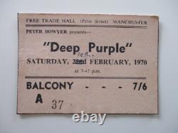 Deep Purple Concert Ticket Stub 1970 Free Trade Hall Manchester UK