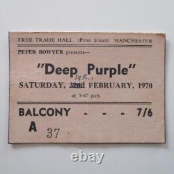 Deep Purple Concert Ticket Stub 1970 Free Trade Hall Manchester UK