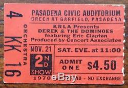 Derek and the Dominos-1970 RARE Concert Ticket Stub (Pasadena-Civic Auditorium)