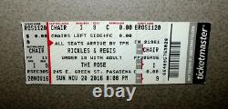 Don Rickles & Regis Philbin 11/20/2016 Full Ticket Stub FINAL CONCERT Pasadena