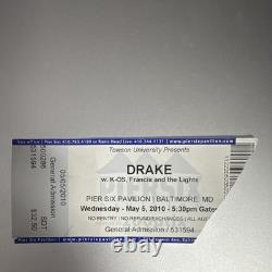 Drake 2010 Concert Ticket Stub Pier Six Baltimore Thank Me Later Era May 5