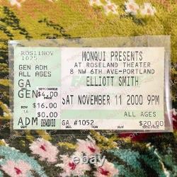 ELLIOTT SMITH Portland Home Show Concert Ticket Stub Nov 2000 Roseland Theater