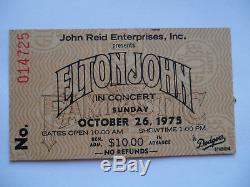 ELTON JOHN Original 1975 CONCERT TICKET STUB Dodger Stadium, L. A