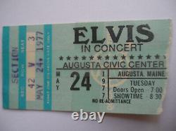 ELVIS Original 1977 CONCERT TICKET STUB Augusta, Maine EX