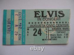 ELVIS Original 1977 CONCERT TICKET STUB Augusta, Maine EX