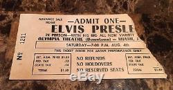 ELVIS PRESLEY Concert Ticket Stub August 4, 1956 OLYMPIA THEATRE MIAMI FLORIDA