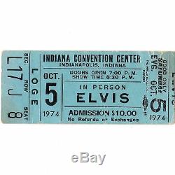 ELVIS PRESLEY Concert Ticket Stub INDIANAPOLIS IN 10/5/74 CONVENTION CENTER Rare