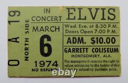 ELVIS PRESLEY GENUINE CONCERT TICKET STUB MARCH 6th 1974 MONTGOMERY ALABAMA