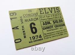 ELVIS PRESLEY GENUINE CONCERT TICKET STUB MARCH 6th 1974 MONTGOMERY ALABAMA