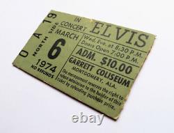 ELVIS PRESLEY GENUINE CONCERT TICKET STUB MARCH 6th 1974 MONTGOMERY ALABAMA