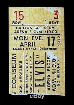 Elvis Presley Original Concert Ticket Stub From Little Rock Arkansas April 17 19