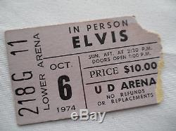 ELVIS PRESLEY Original 1974 CONCERT TICKET STUB UD Arena, Dayton OH