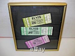 ELVIS PRESLEY in concert 3 x TICKET STUBS fully intact FRAMED usa 1977 VERY RARE