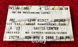 EMINEM Limp Bizkit Anger Management Tour Denver 11/06/2000 Concert Ticket Stub