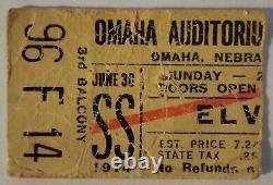 Elvis 6/30/1974 Omaha Auditorium Original Concert Ticket Stub