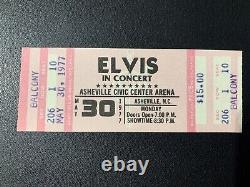 Elvis Concert Ticket Stub Asheville, NC May 30, 1977 / Asheville Civic Center