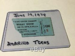 Elvis Concert Ticket Stub June 19, 1974 Amarillo Texas / RARE