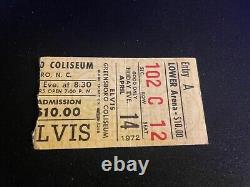 Elvis On Tour! Elvis Presley concert ticket stub Greensboro North Carolina 1972