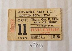 Elvis Presley 1956 Concert Ticket Stub From Cotton Bowl concert 10/11/56