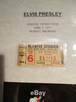 Elvis Presley 1972 ORIGINAL CONCERT TICKET STUB FRAMED WITH PHOTO